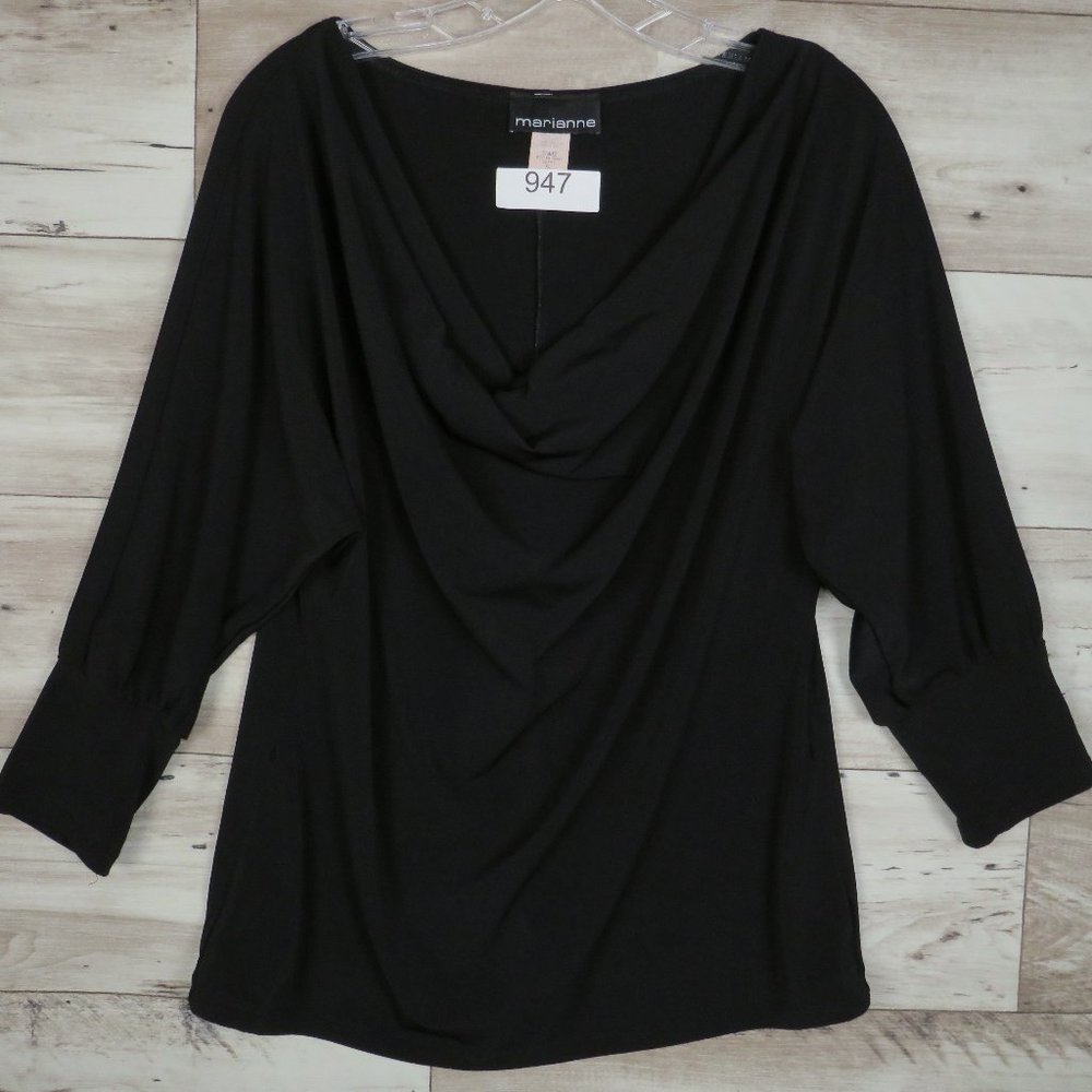 Marianne* Women's Long Sleeve Cowl Neck Curved Hem Soft Pullover Blouse~ Size XL